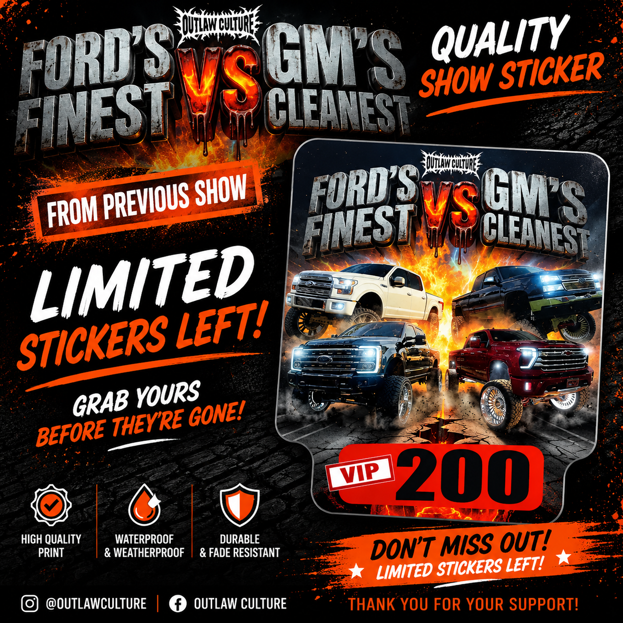 Fords Vs Gm Show Stickers