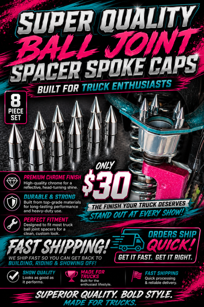 (8) Upper control arm Spike Caps