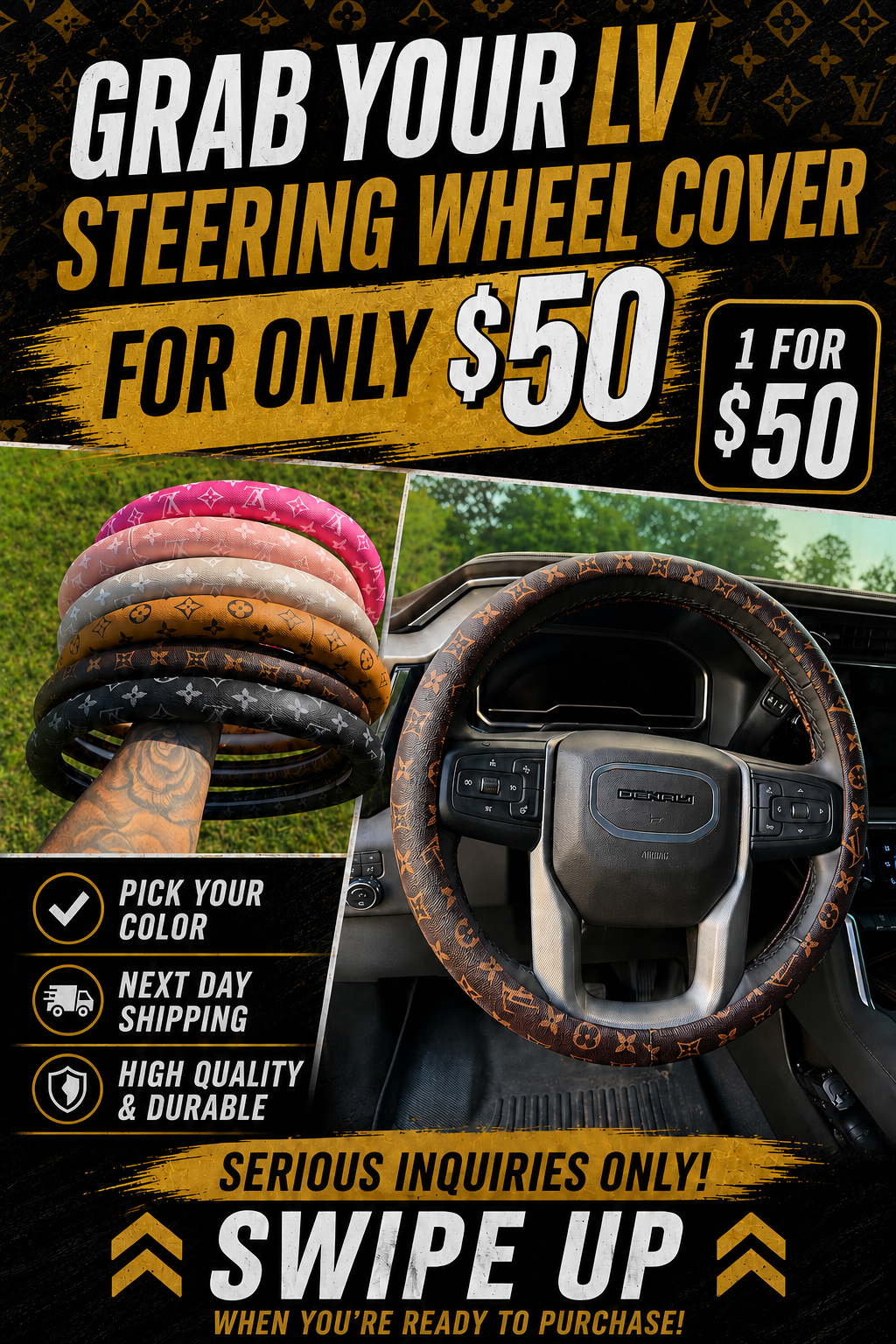 LV Steering Wheel Covers